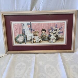Vintage Framed “Her Favorite Things” Teddy Bear Nursery Wall Art